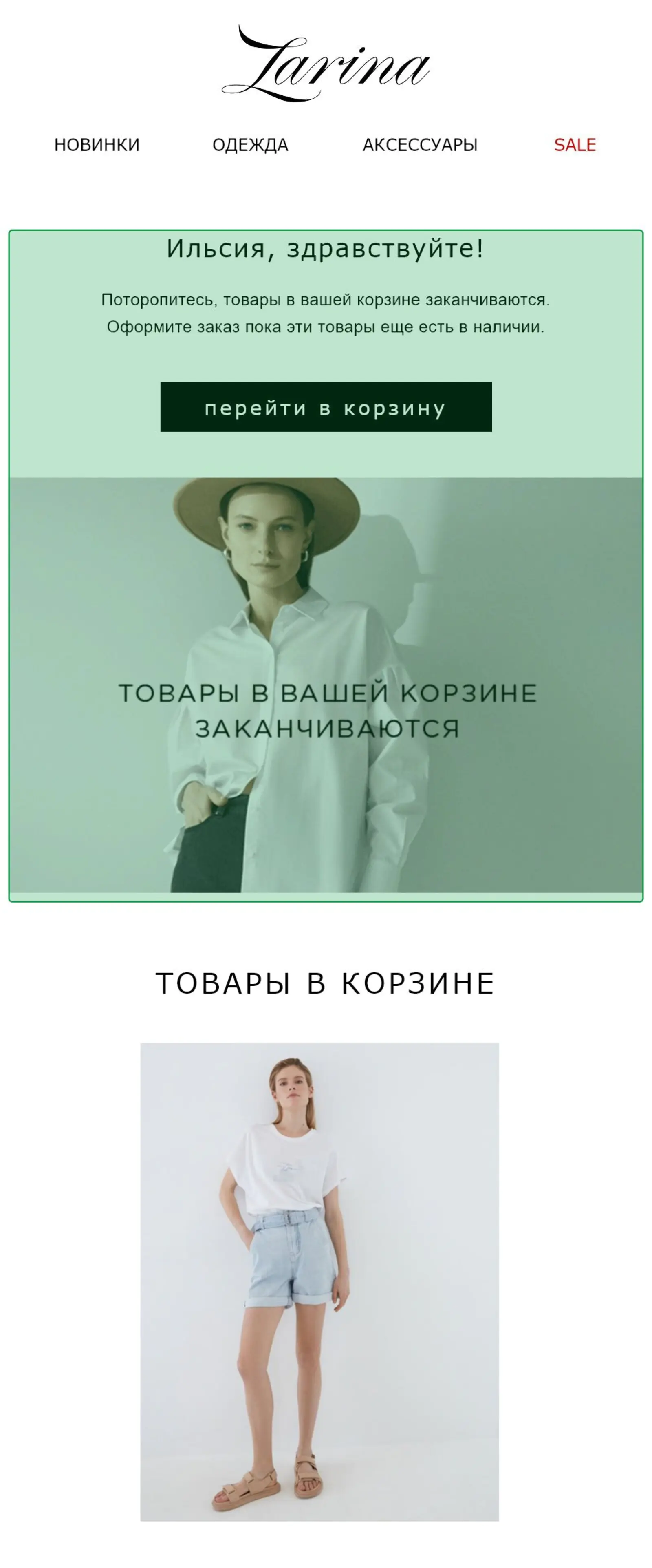 Обновленная рассылка о товаре в корзине, который заканчивается: главная информация и переход в корзину на первом экране Обновленная рассылка о товаре в корзине, который заканчивается: главная информация и переход в корзину на первом экране