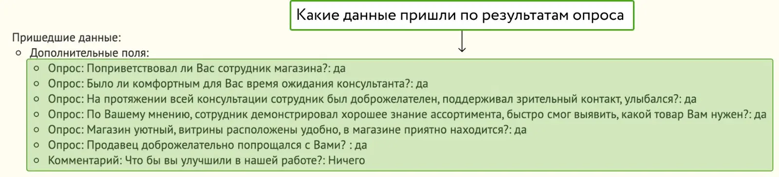 Результат прохождения опроса в платформе