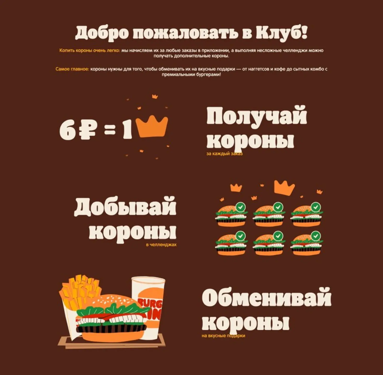 Схематичное описание программы лояльности на сайте Burger King