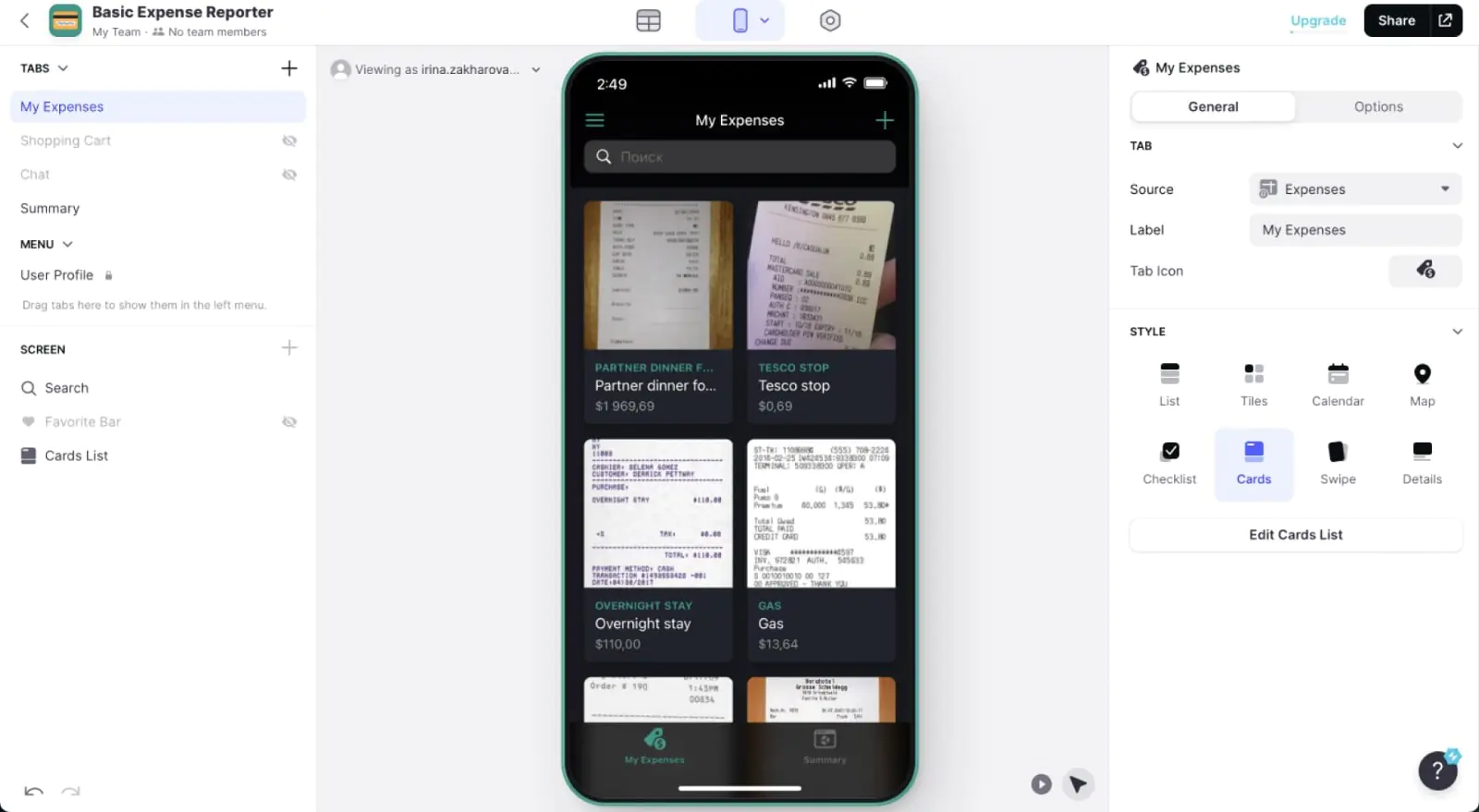 Пример интерфейса Glide Пример интерфейса Glide