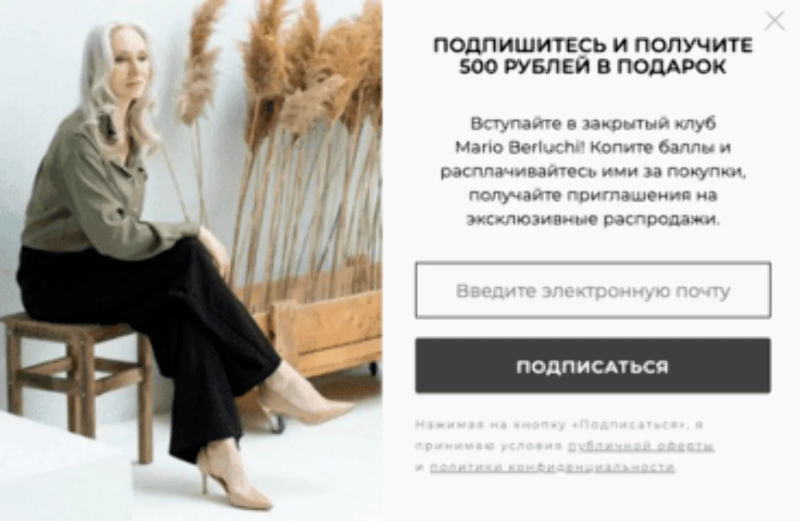 Попап с предложением вступить в закрытый клуб