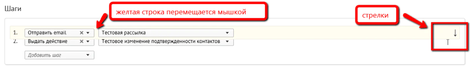 Последовательность шагов операции можно менять