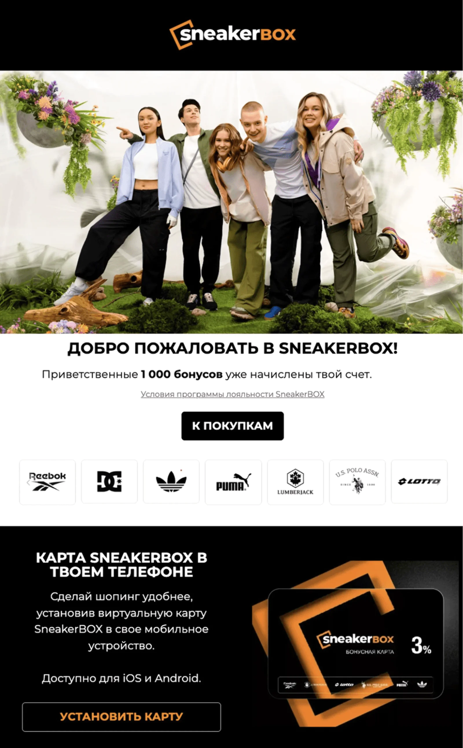 В программе лояльности SneakerBox два типа бонусов. Обычные баллы, которые начисляются за регистрацию в программе или после покупки, не имеют срока годности