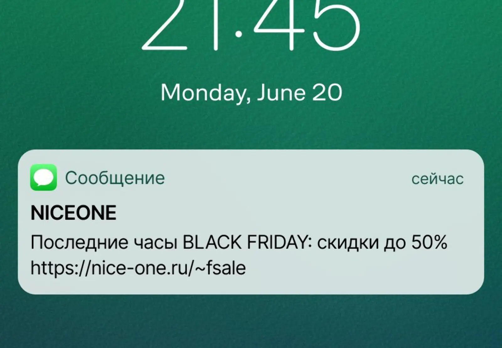 Картинка SMS-рассылка о скором завершении «черной пятницы» от NICEONE окупается — клиенты делают заказы после сообщения
