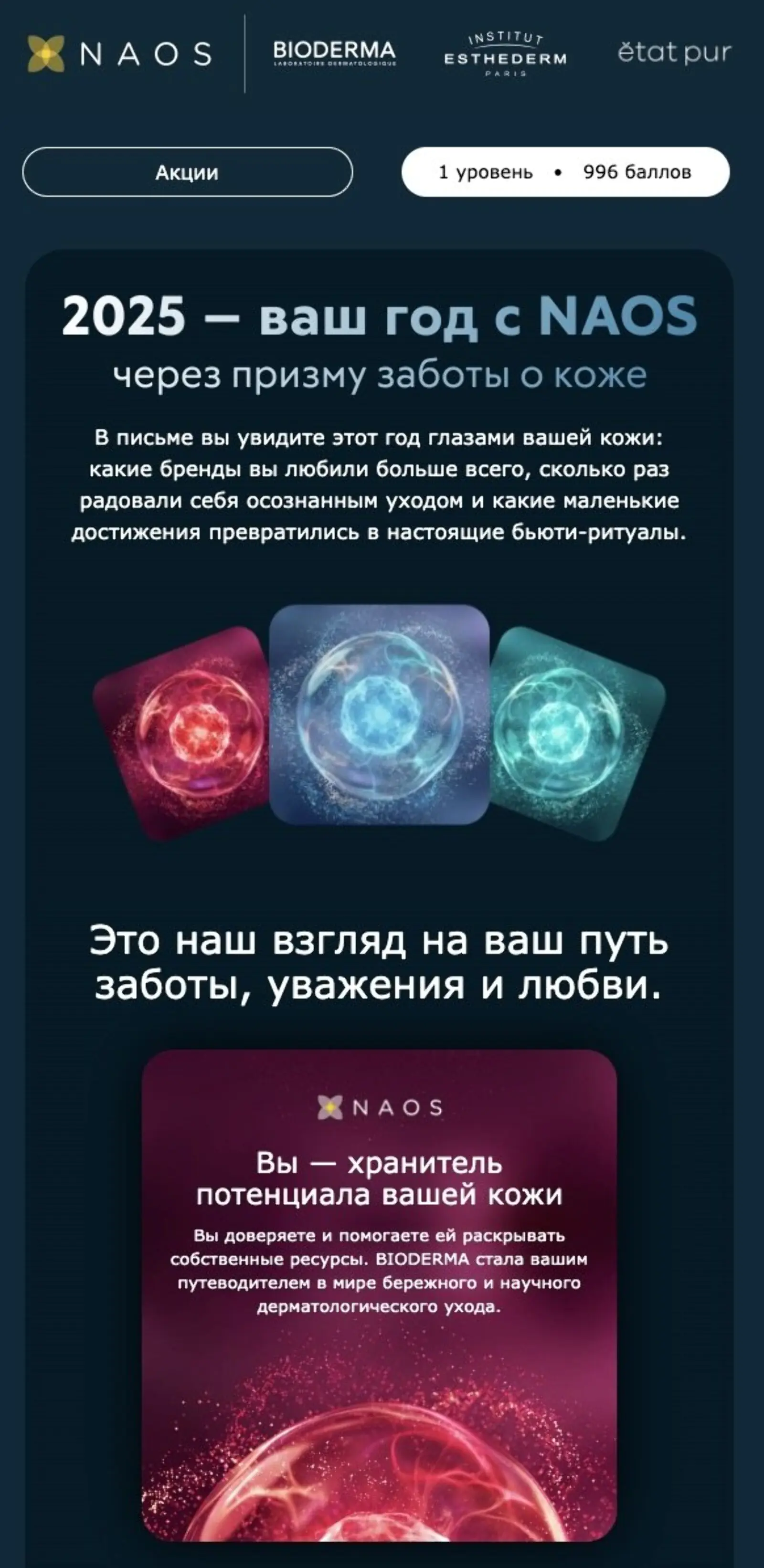 Фрагмент письма с итогами года. Open rate — 12,3%, click rate — 11,2%