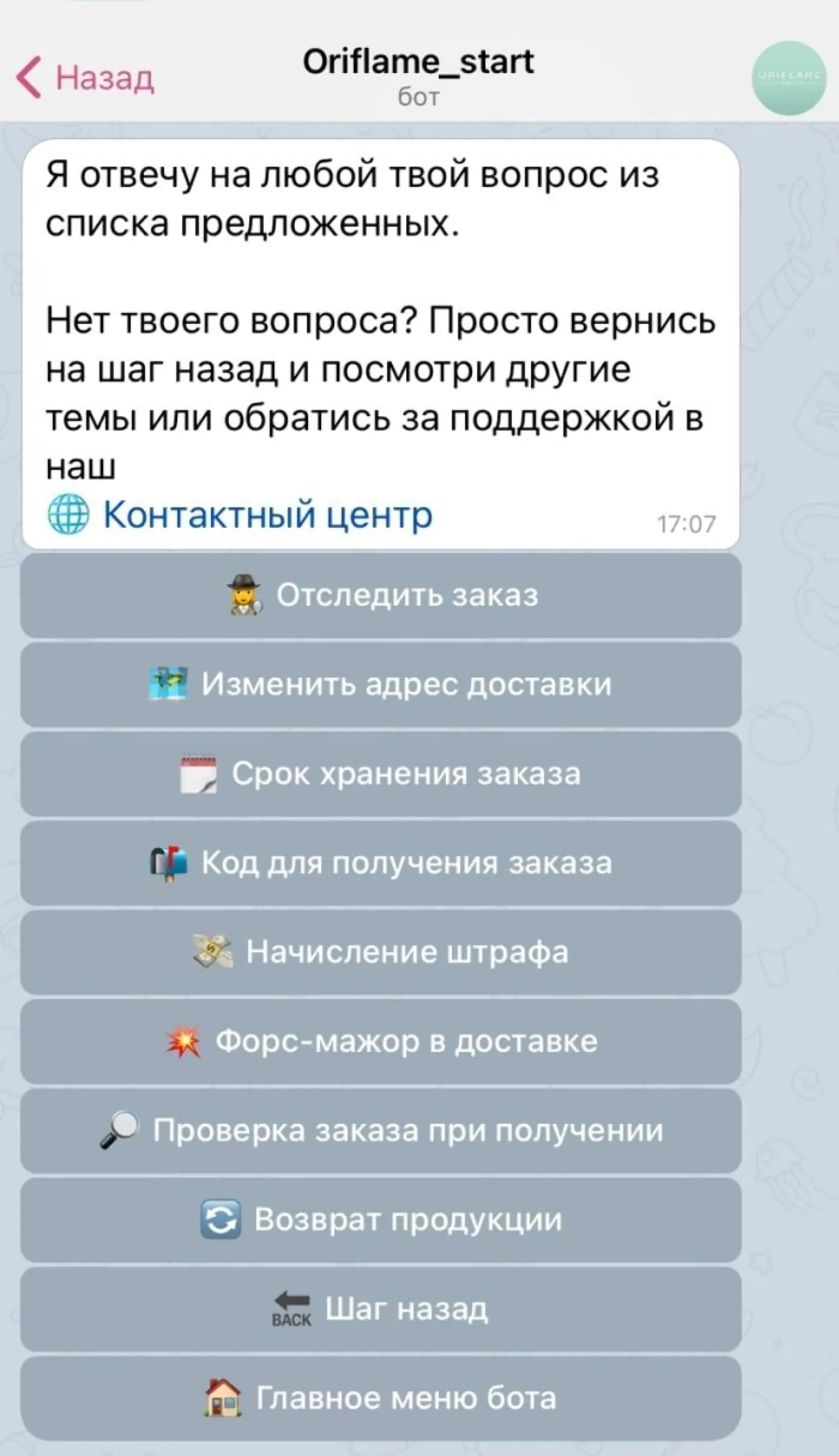 Если выбрать раздел «Доставка», появится список вопросов, которые чаще всего задают пользователи по этой теме