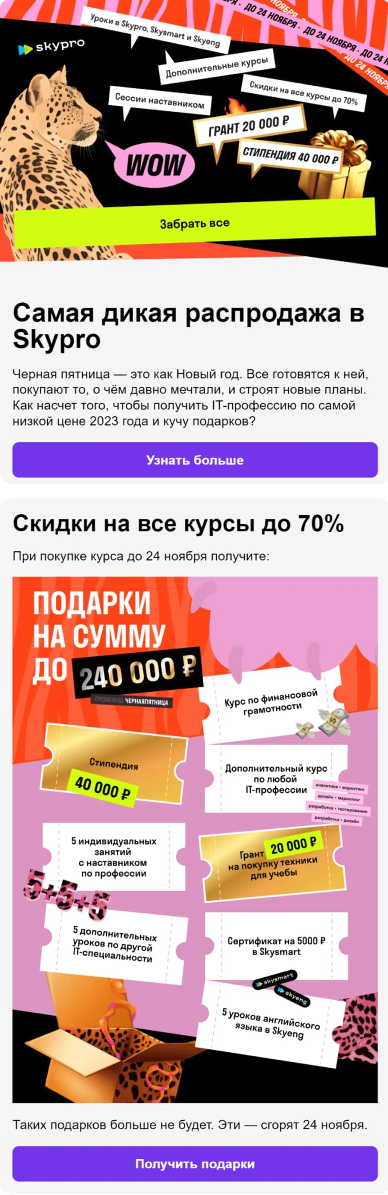 Картинка В письме от Skypro действительно высокая скидка, подготовленная специально к инфоповоду