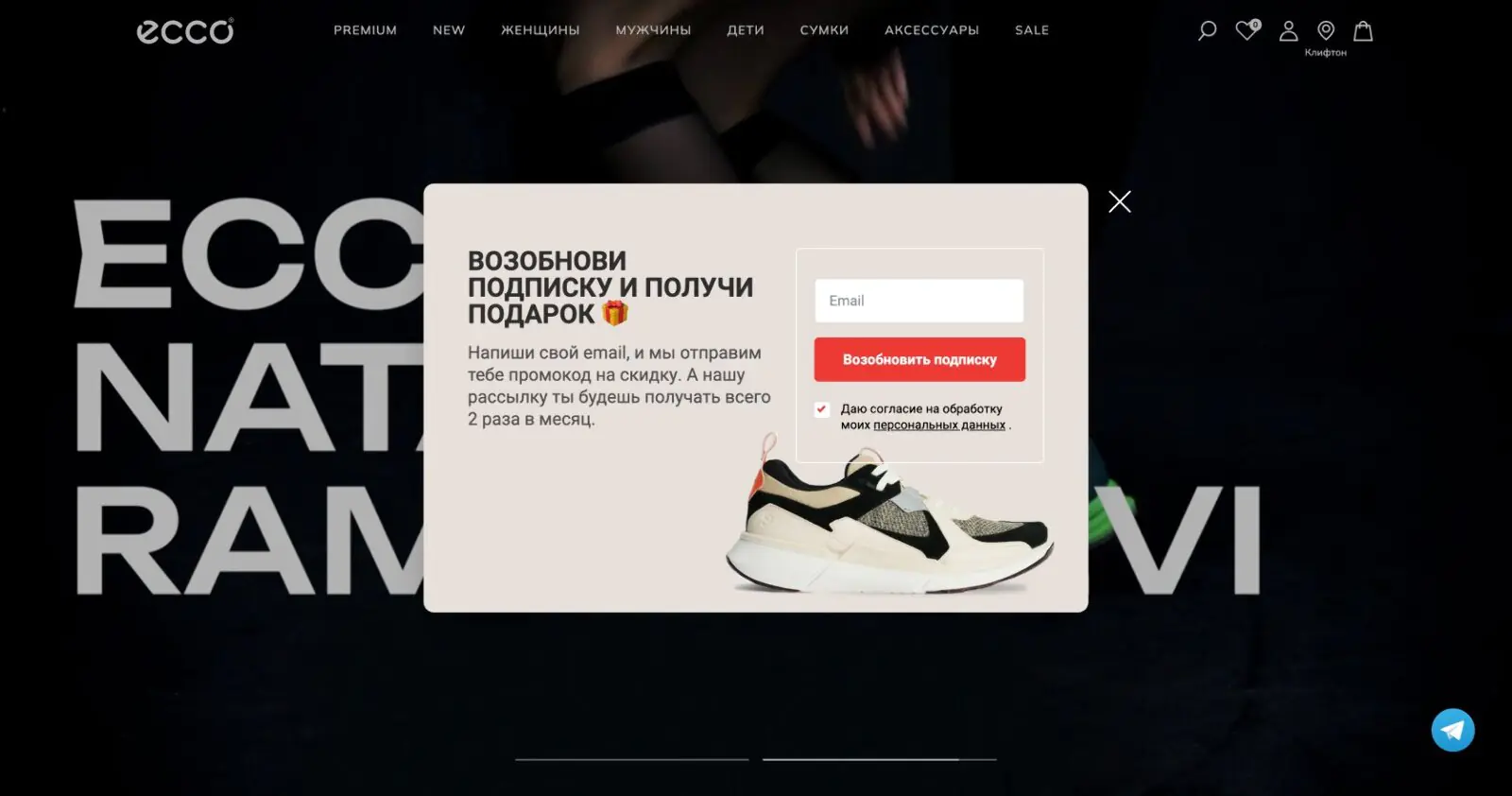 Попап использовали, чтобы вернуть отписавшихся клиентов. Попап собрал 5089 контактов, из них 2213 клиентов из сегмента RB. Конверсия в оставленный контакт — 2,43%