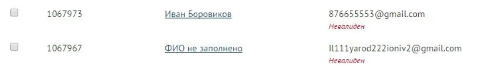 Картинка Программа не удаляет клиентов с невалидными email из базы данных, но помечает их адреса, чтобы не отправлять на них рассылку. Это важно, потому что в профиле клиента может быть валидный номер телефона, по которому с ним можно связаться