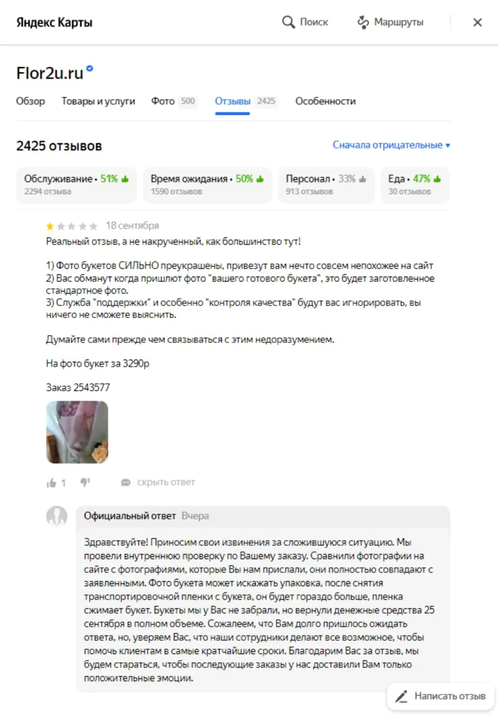Flor2U извиняется перед недовольными клиентами: возвращает деньги за букет, даже если клиент его получил