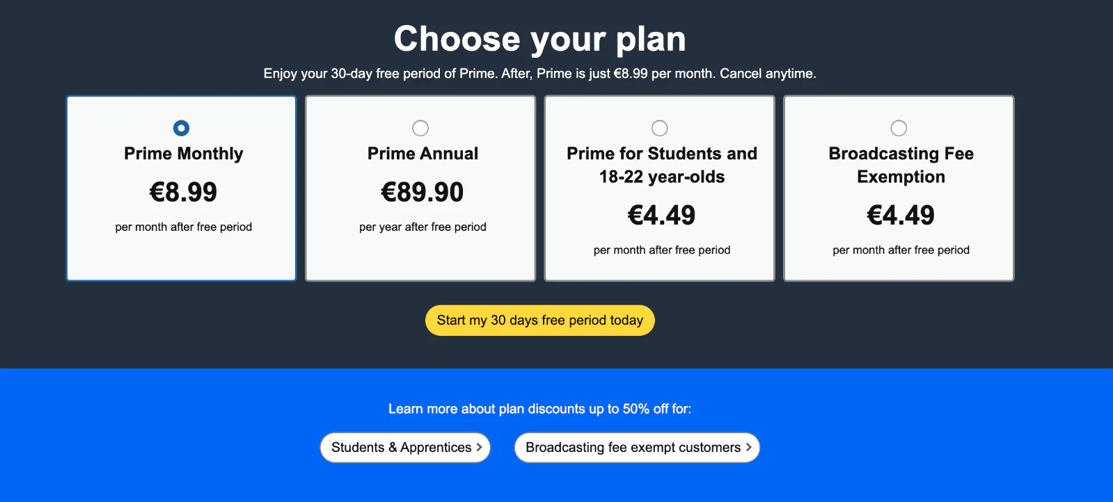 Протестировать подписку от Amazon можно бесплатно в течении месяца