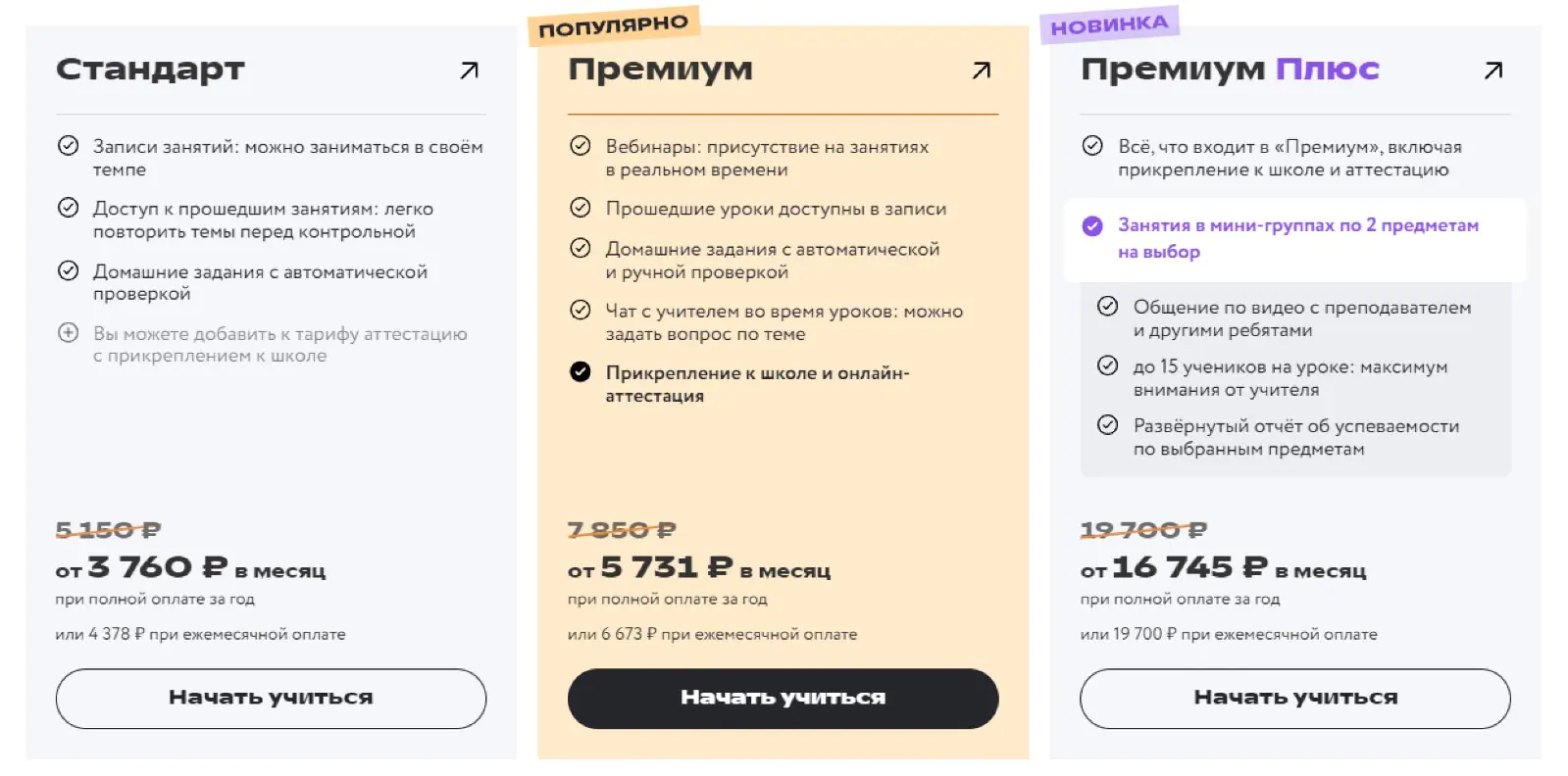 Картинка В онлайн-школе «Фоксфорд» предлагают три тарифа обучения. В самом дорогом больше опций, например развернутый отчет об успеваемости ученика