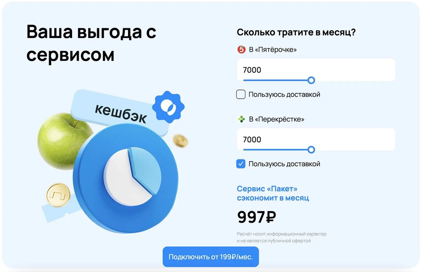 Сервис «Пакет» увеличивает кешбэк по программе лояльности «Х5 Клуб», позволяет заказывать бесплатные доставки и даёт бонусы от партнеров: «Литрес», «Инвитро», «Читай-города» и других