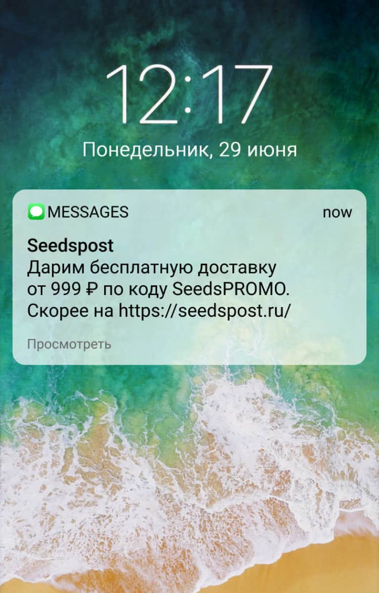 Seedpost отправляет email или SMS с промокодом