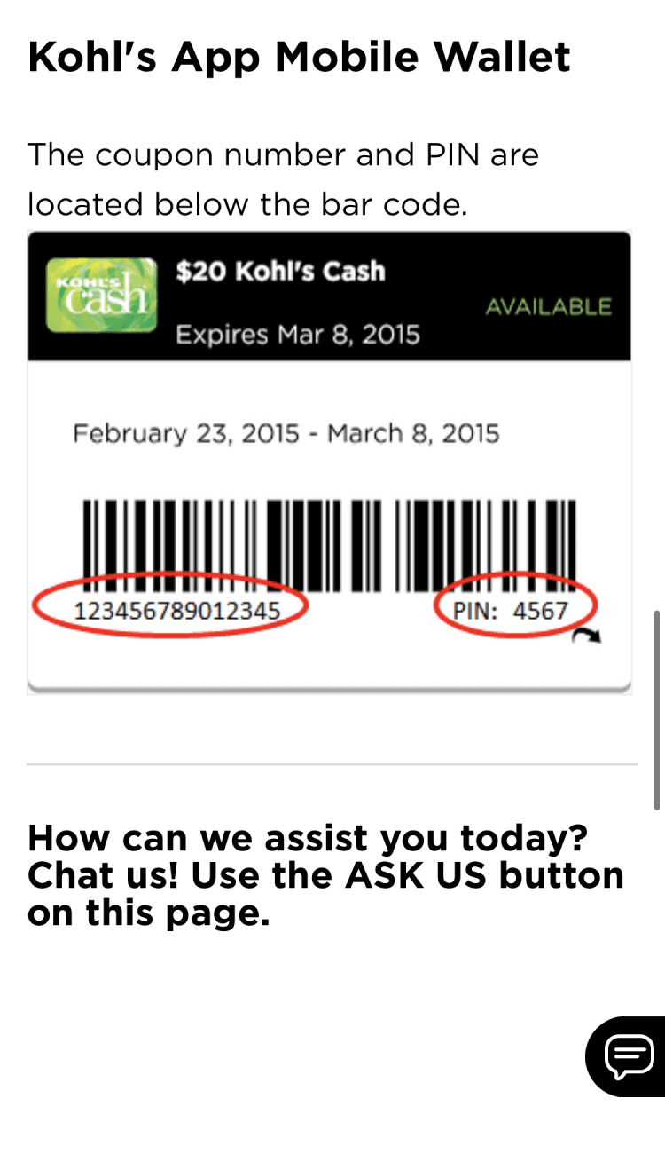 Так выглядят купоны Kohl’s Cash до обналичивания
