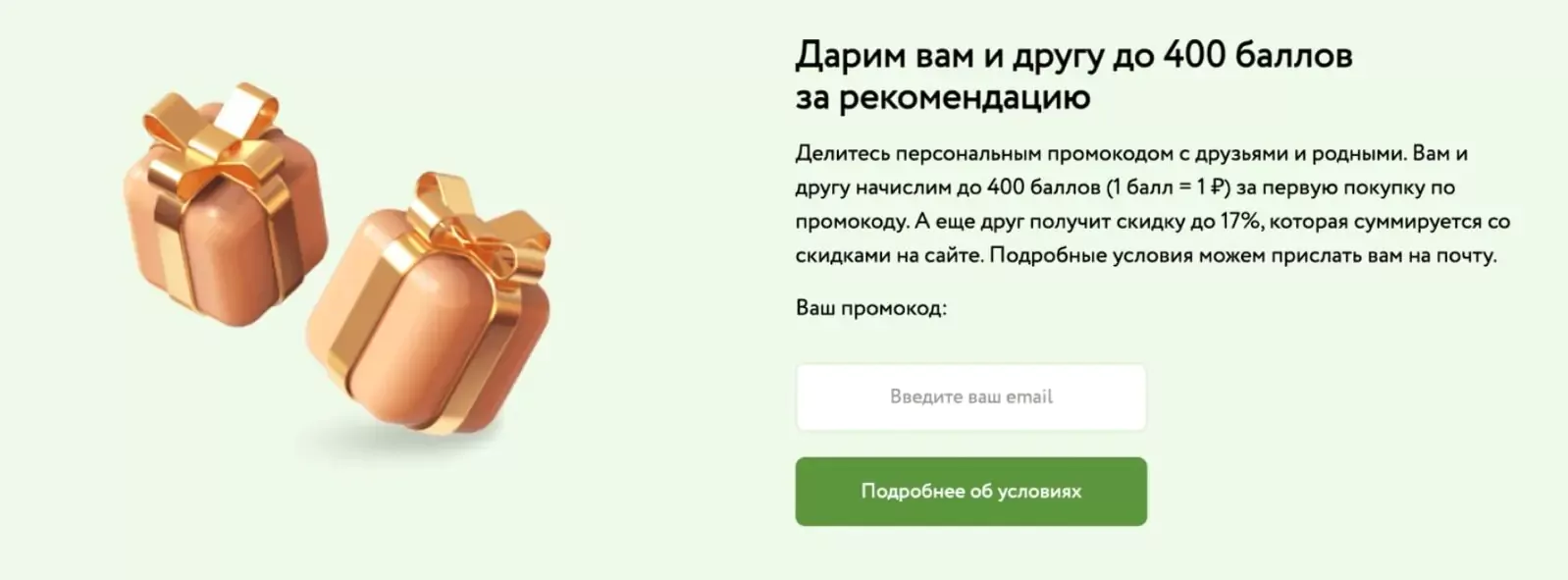 Synergetic выдает реферальные промокоды с помощью Mindbox: клиенты получают бонус за рекомендацию, а друзья — выгоду на первую покупку